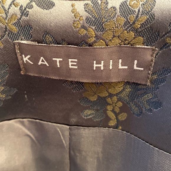 Kate Hill Womens Set Blue Print Long Blazer Satin Blue Pant/Jacket 4/Pant6 - Picture 14 of 15